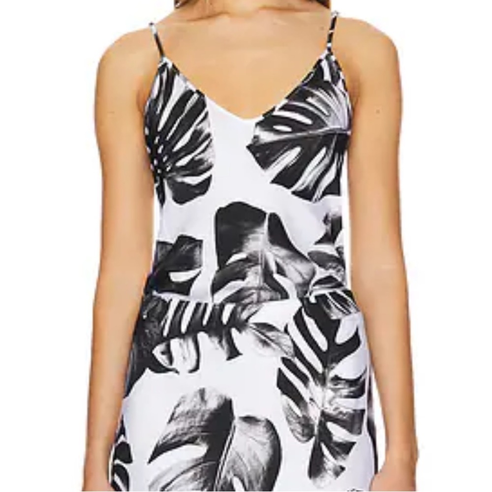 L'AGENCE Black and White Tropical Print Camisole